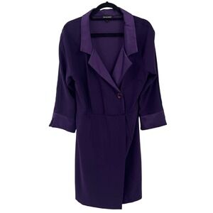 Magar Purple Collared Long Sleeve Shirt Dress Large
